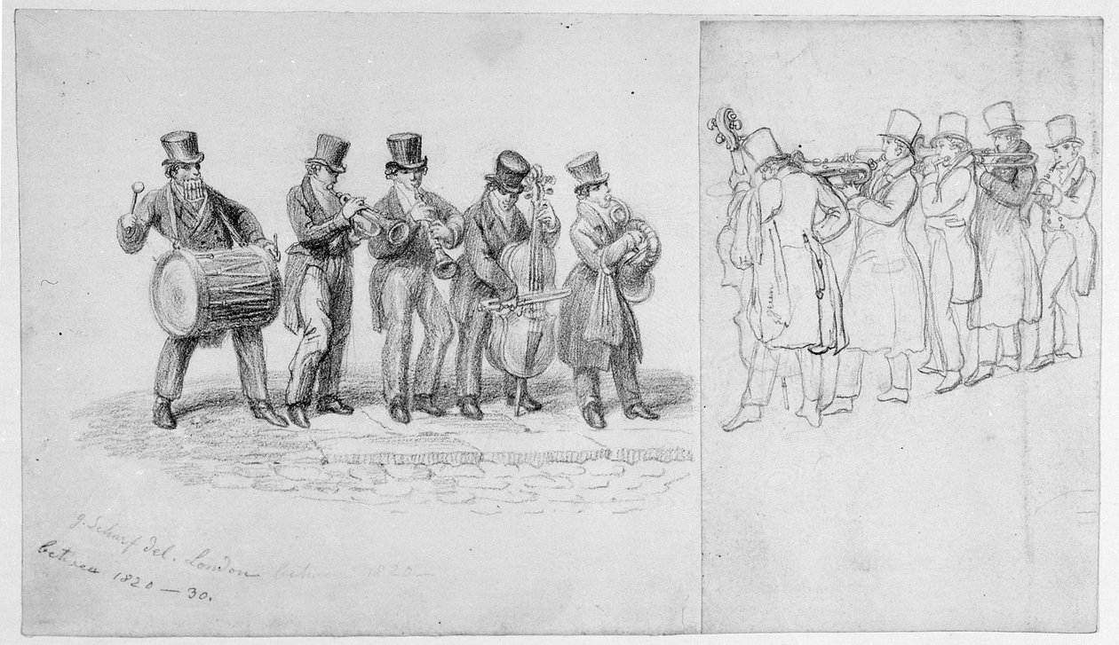 London Street Musicians, n. 1820-30 tekijältä George Snr Scharf