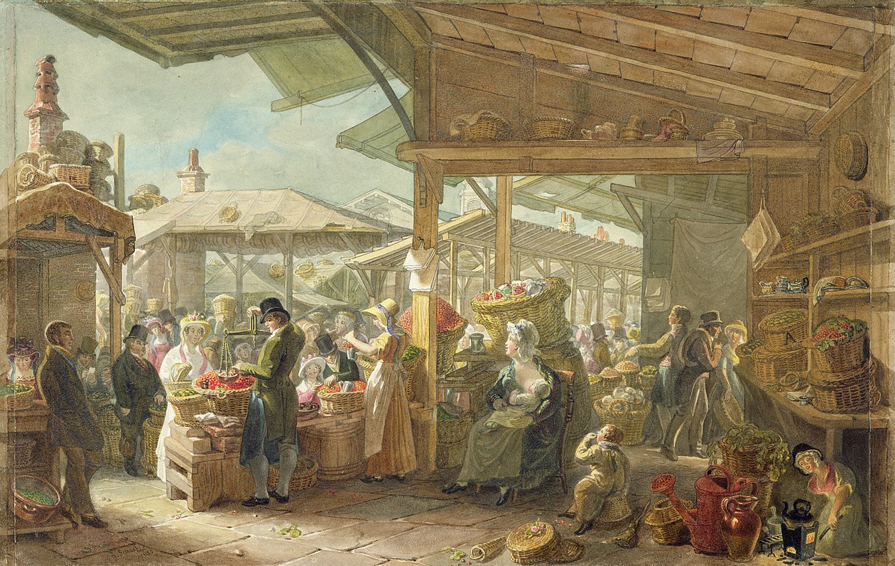 Old Covent Garden Market, 1825 tekijältä George Snr Scharf