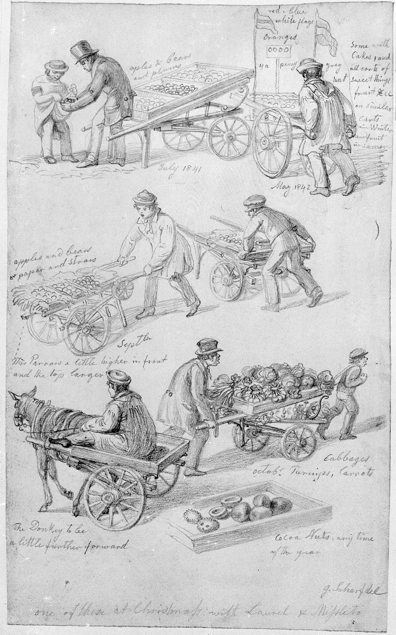 Street Traders, Lontoo, 1842 tekijältä George Snr Scharf