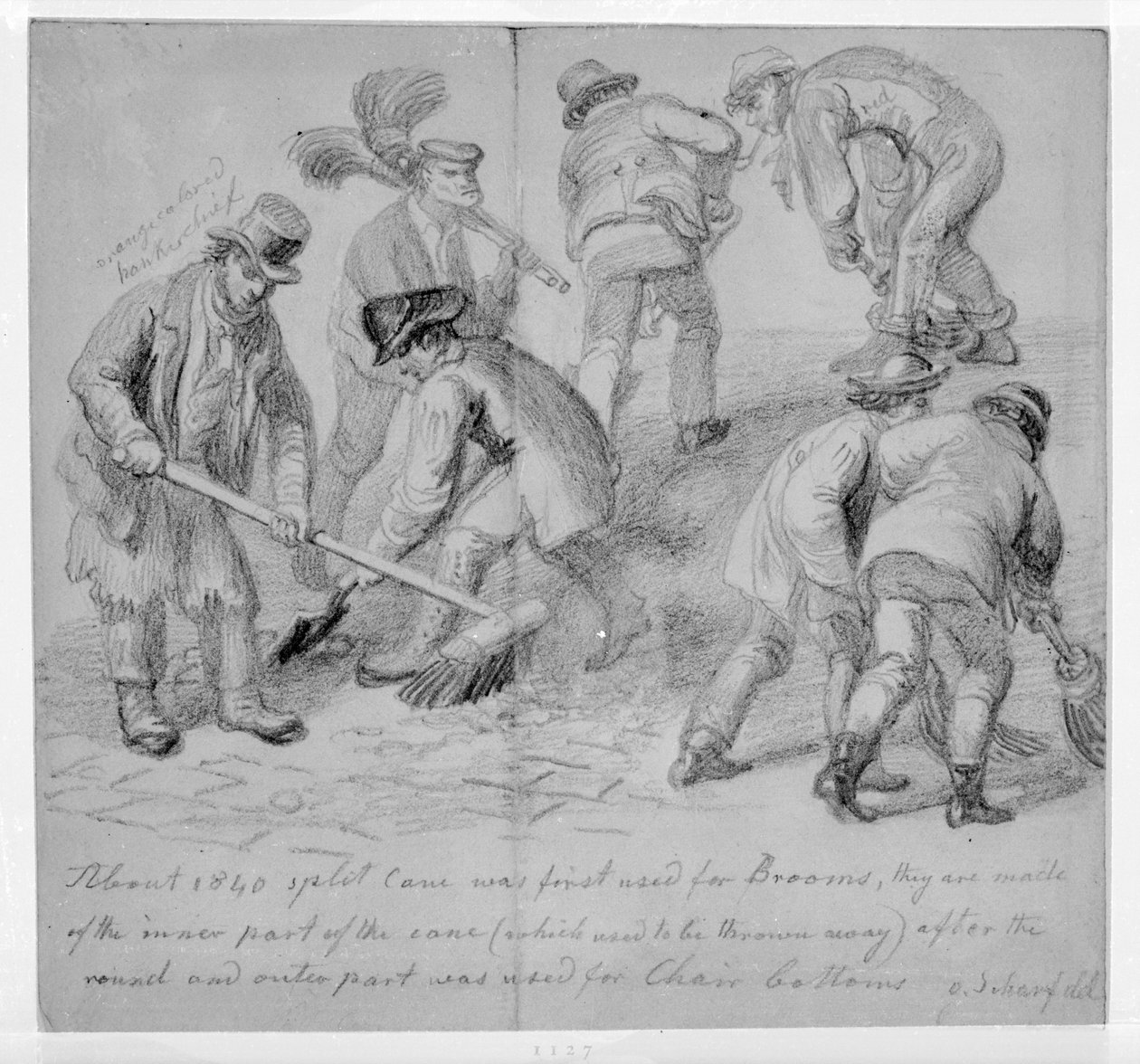 Halkaistujen ruokoharjojen käyttöönotto Lontoon katulakaisukoneille, 1840 tekijältä George Snr Scharf