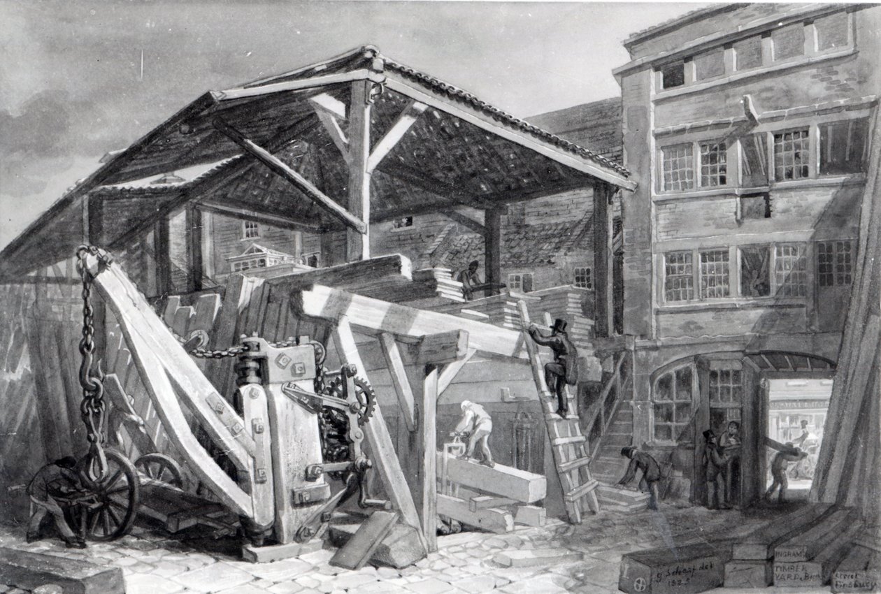 Timber Yard, Finsbury, 1825 tekijältä George Snr Scharf