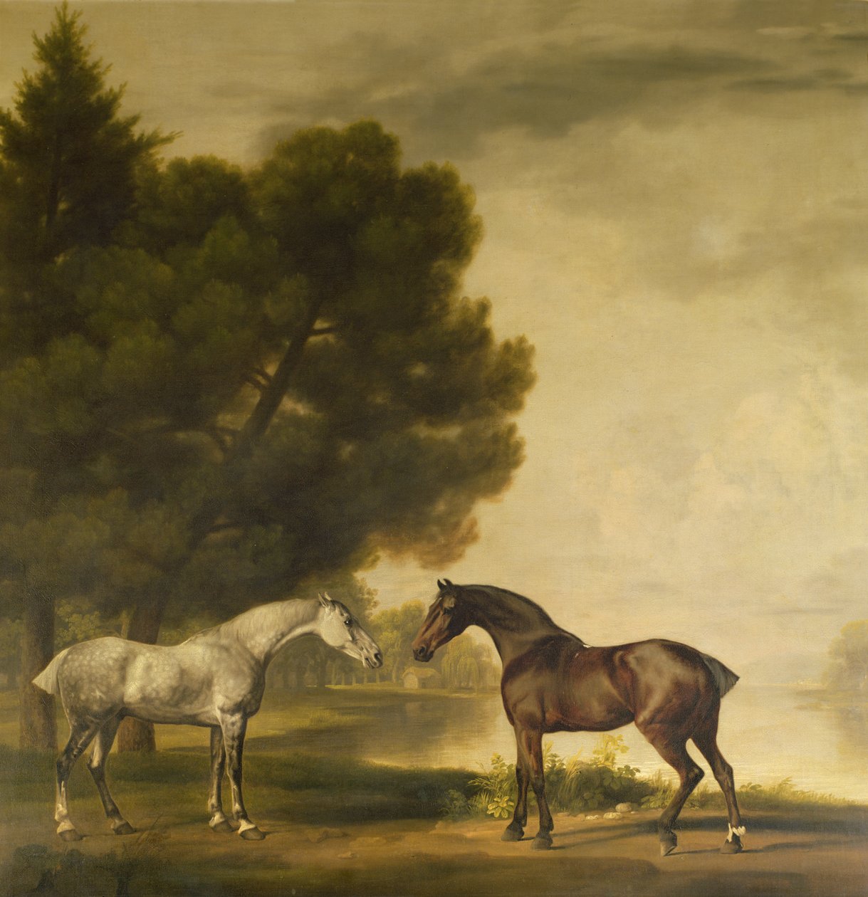 Harmaa ja lahti maisemassa tekijältä George Stubbs