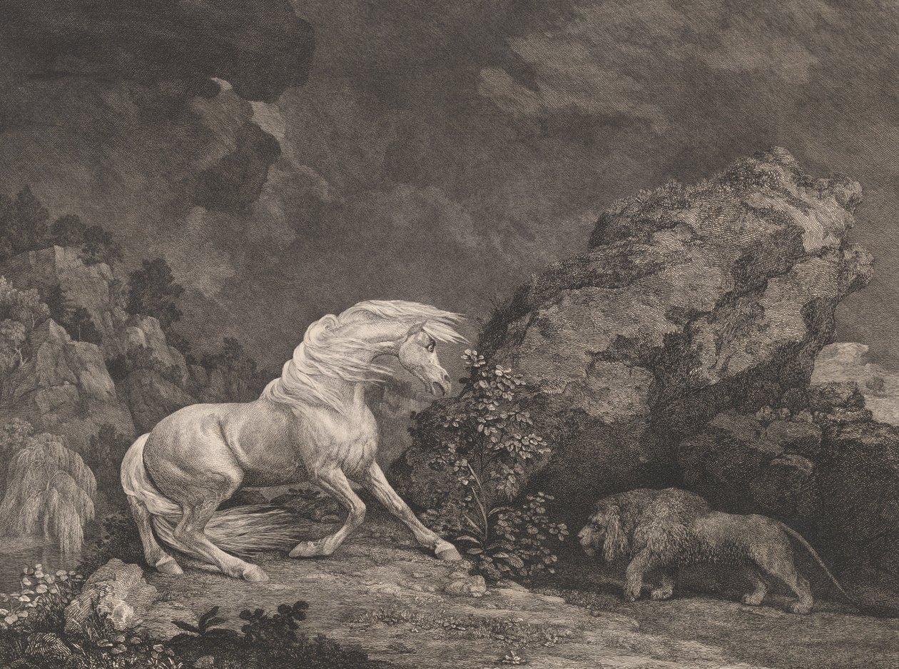 Leijonan pelästyttämä hevonen tekijältä George Stubbs