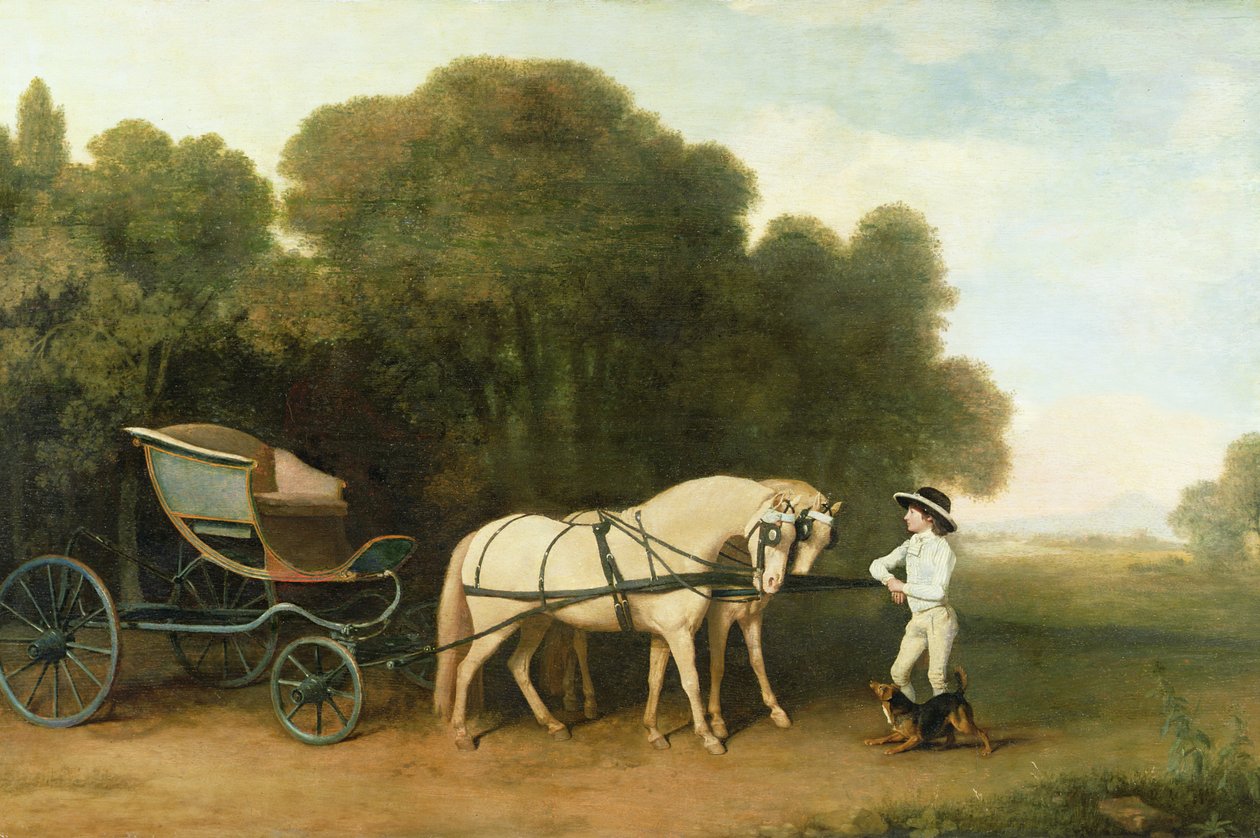 Phaeton kermaponien kanssa tallipojan vastuulla, n. 1780-5 tekijältä George Stubbs