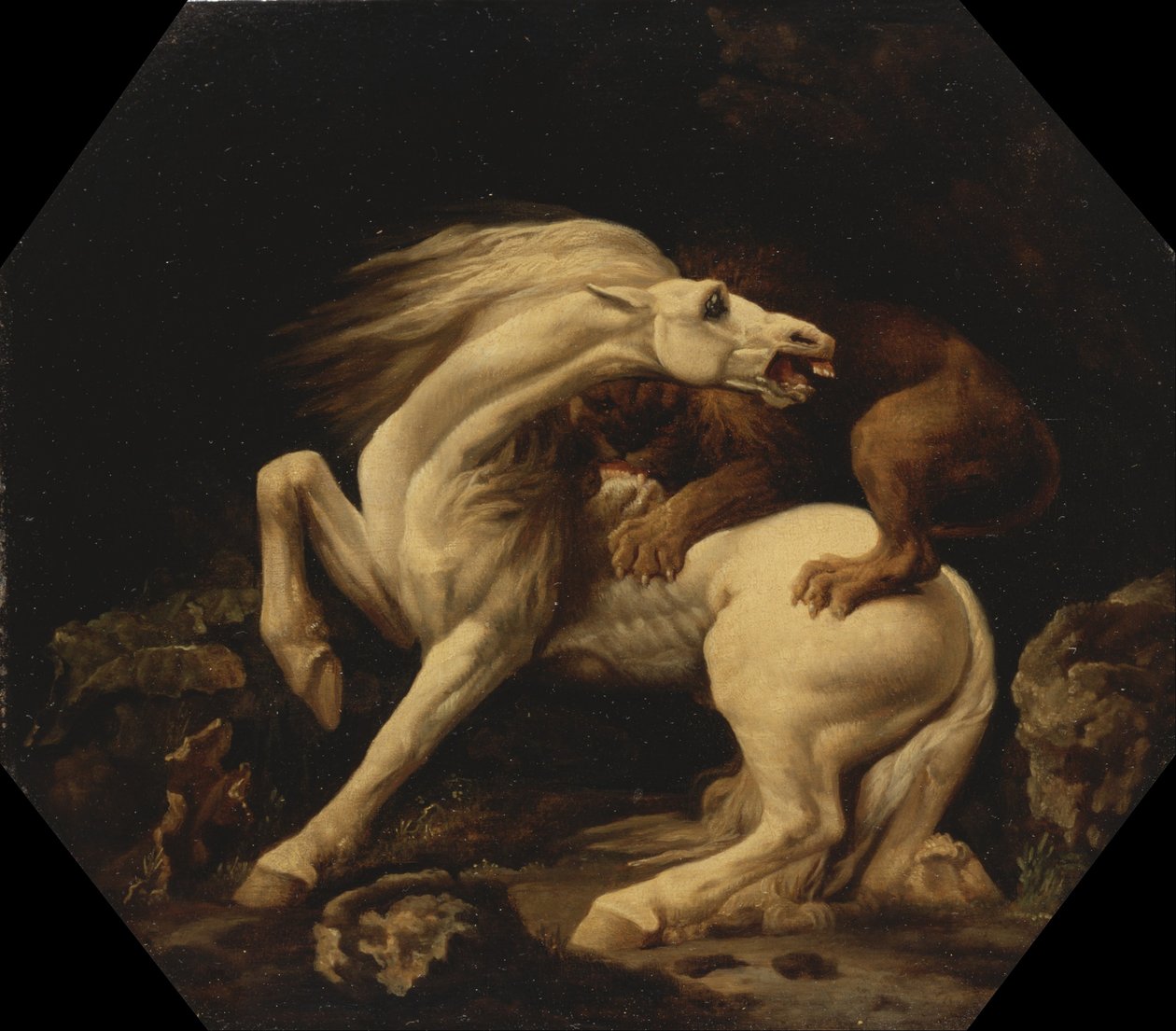 Leijonan hyökkäämä hevonen (jakso C) tekijältä George Stubbs