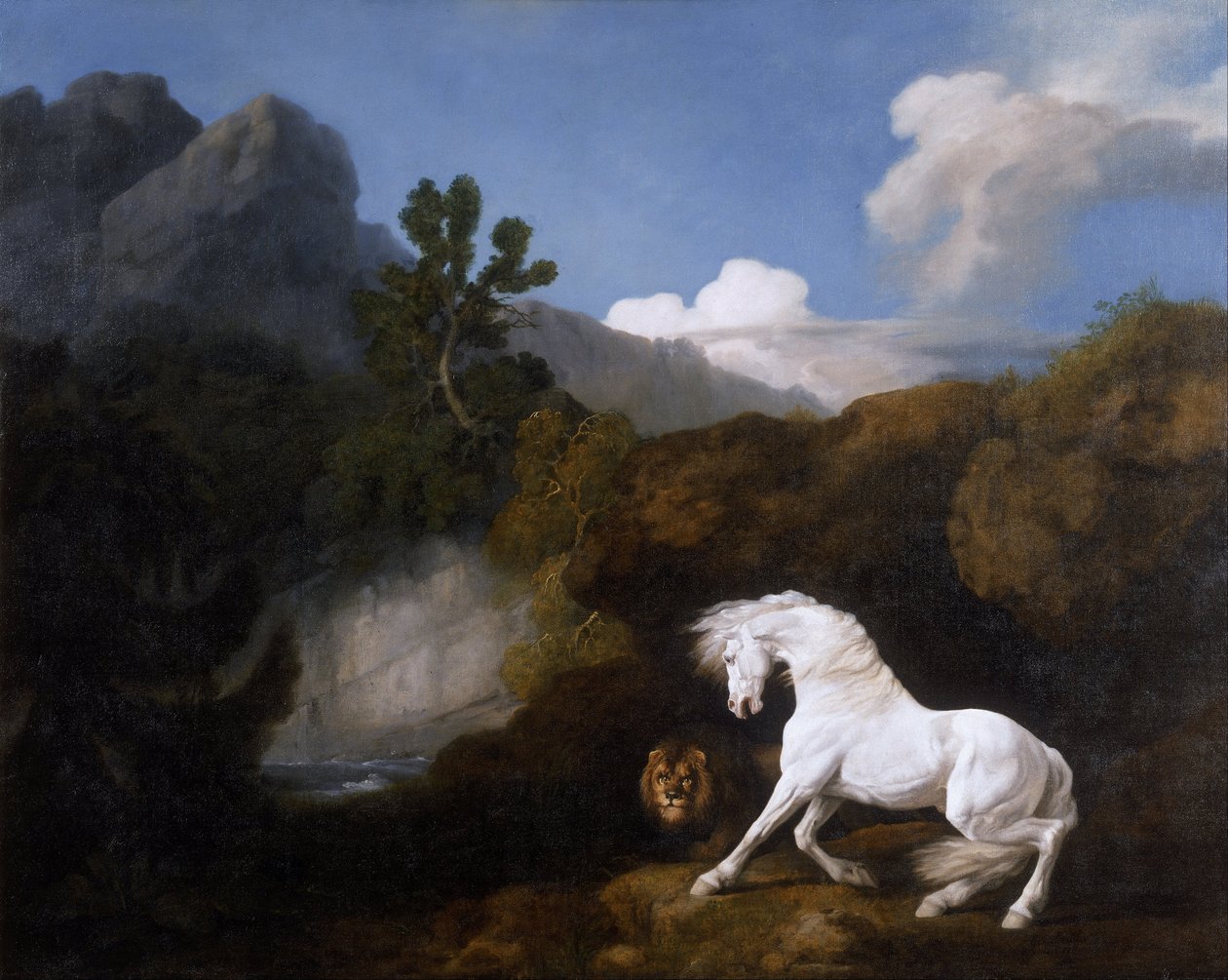 Hevonen pelkää leijonaa tekijältä George Stubbs