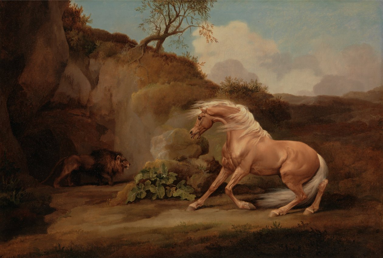 Hevonen pelkää leijonaa tekijältä George Stubbs