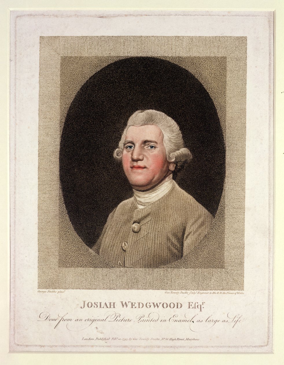 Josiah Wedgwood (1730-95), kaiverrettu ja pubi. George Townley Stubbs (1756-1815), 1795 (pistekaiverrus) tekijältä George Stubbs