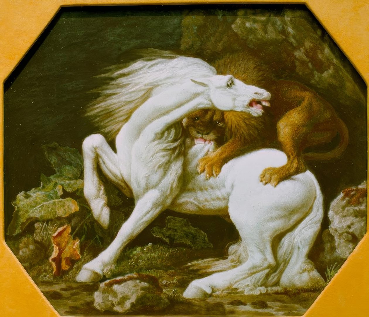 Löwe, ein Pferd attackierend tekijältä George Stubbs