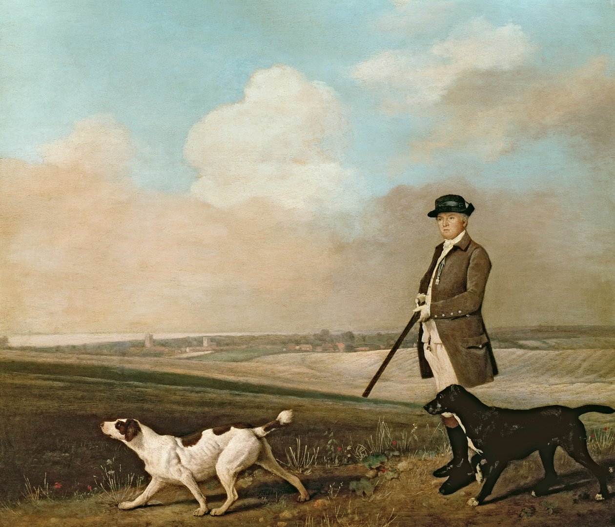 Sir John Nelthorpe, 6. vapaaherra ampumassa koiriensa kanssa Barton Fieldissä, Lincolnshire, 1776. tekijältä George Stubbs
