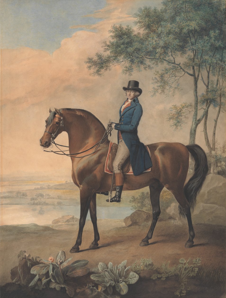 Warren Hastings arabialaisella hevosellaan tekijältä George Stubbs