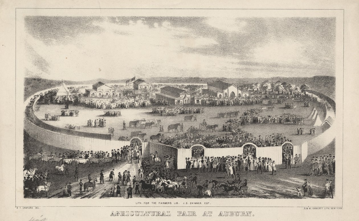 Auburnin maatalousmessut, litho, G. und W. Endicott, 1844 tekijältä George T. Sanford