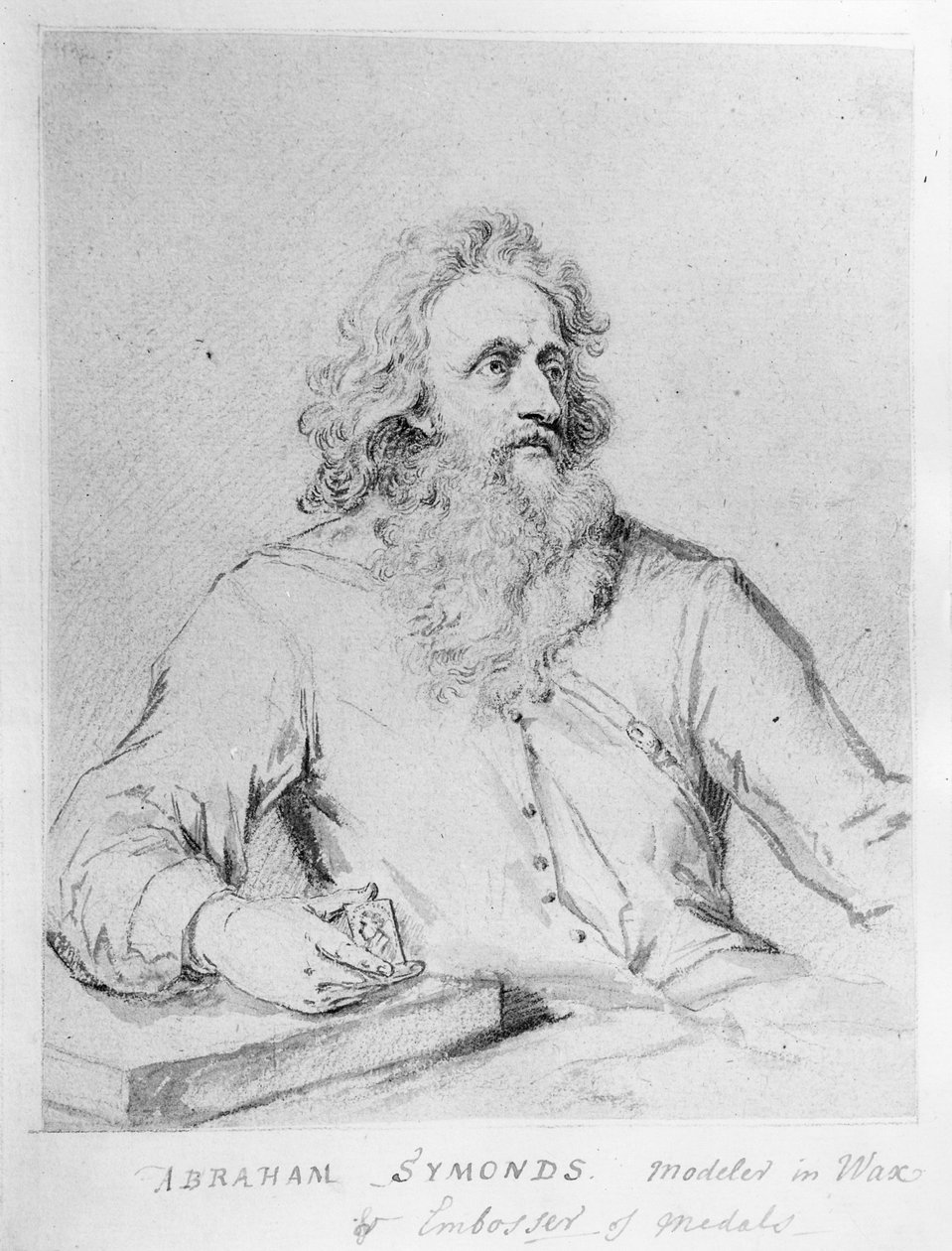 Abraham Symonds, Sir Godfrey Knellerin muotokuvan jälkeen (kynä ja muste ja pesu paperille) tekijältä George Vertue