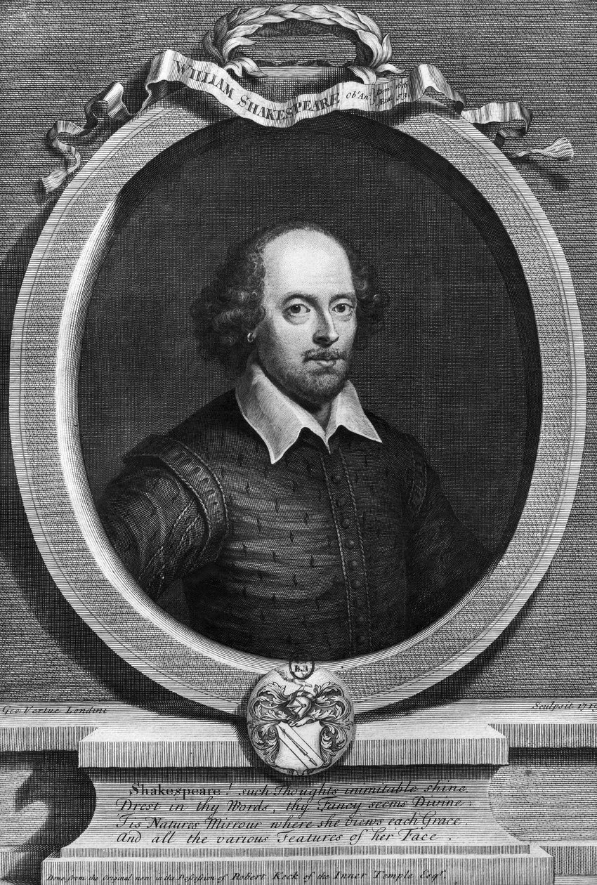 William Shakespearen (1564-1616) muotokuva 1719 tekijältä George Vertue