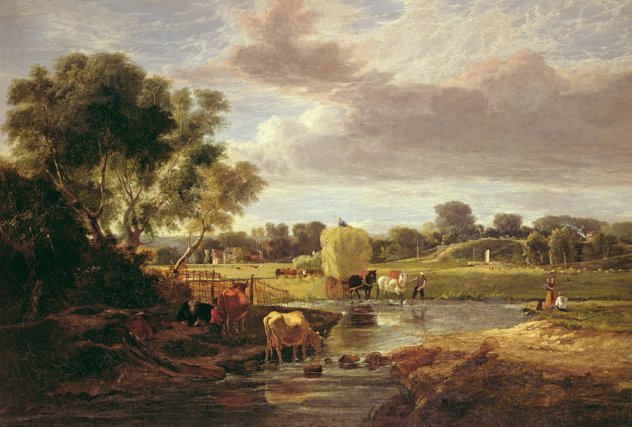 Trowse Meadows, lähellä Norwichia, 1828 tekijältä George Vincent