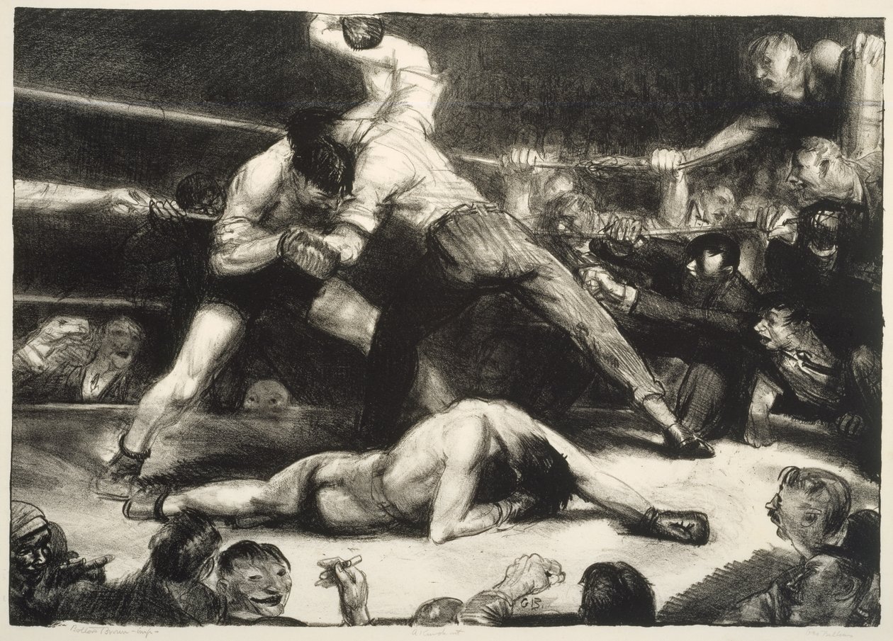 Knock-Out, 1921 (litho ja chine-collé) tekijältä George Wesley Bellows
