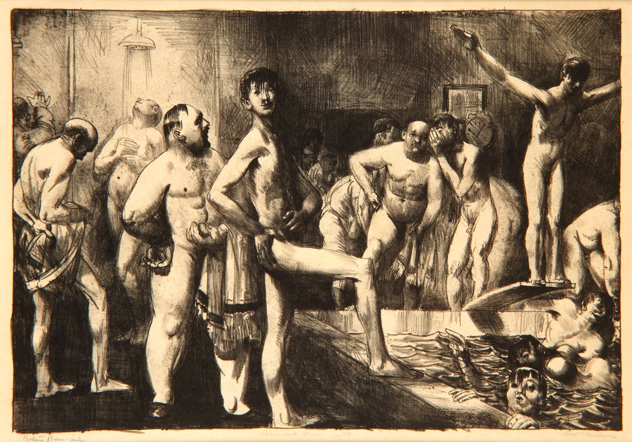 Liikemiesten kylpylä, 1923 tekijältä George Wesley Bellows