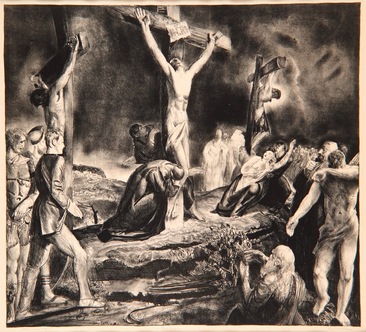 Kristuksen ristiinnaulitseminen, 1923 tekijältä George Wesley Bellows