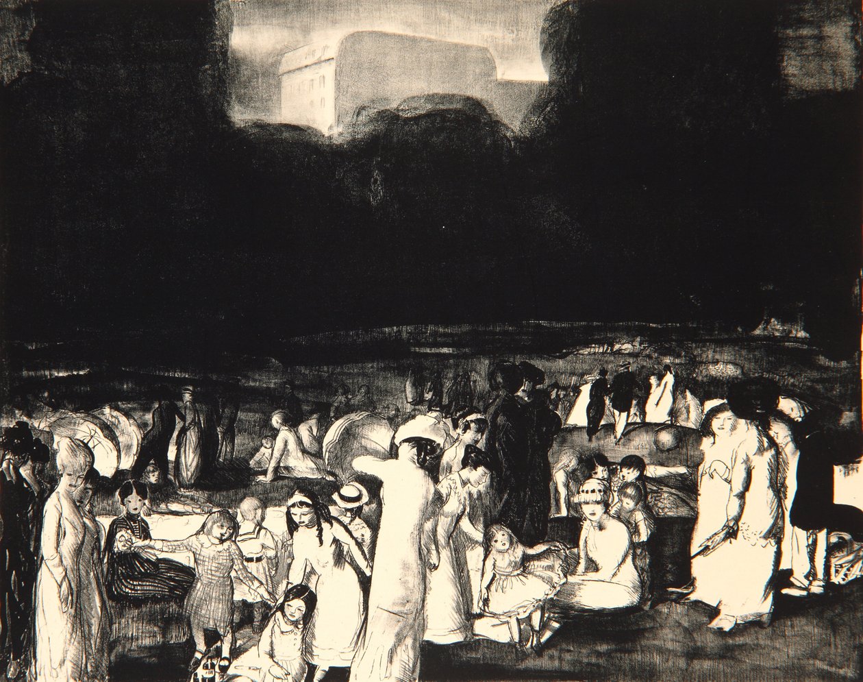 Puistossa, Dark, 1916 tekijältä George Wesley Bellows