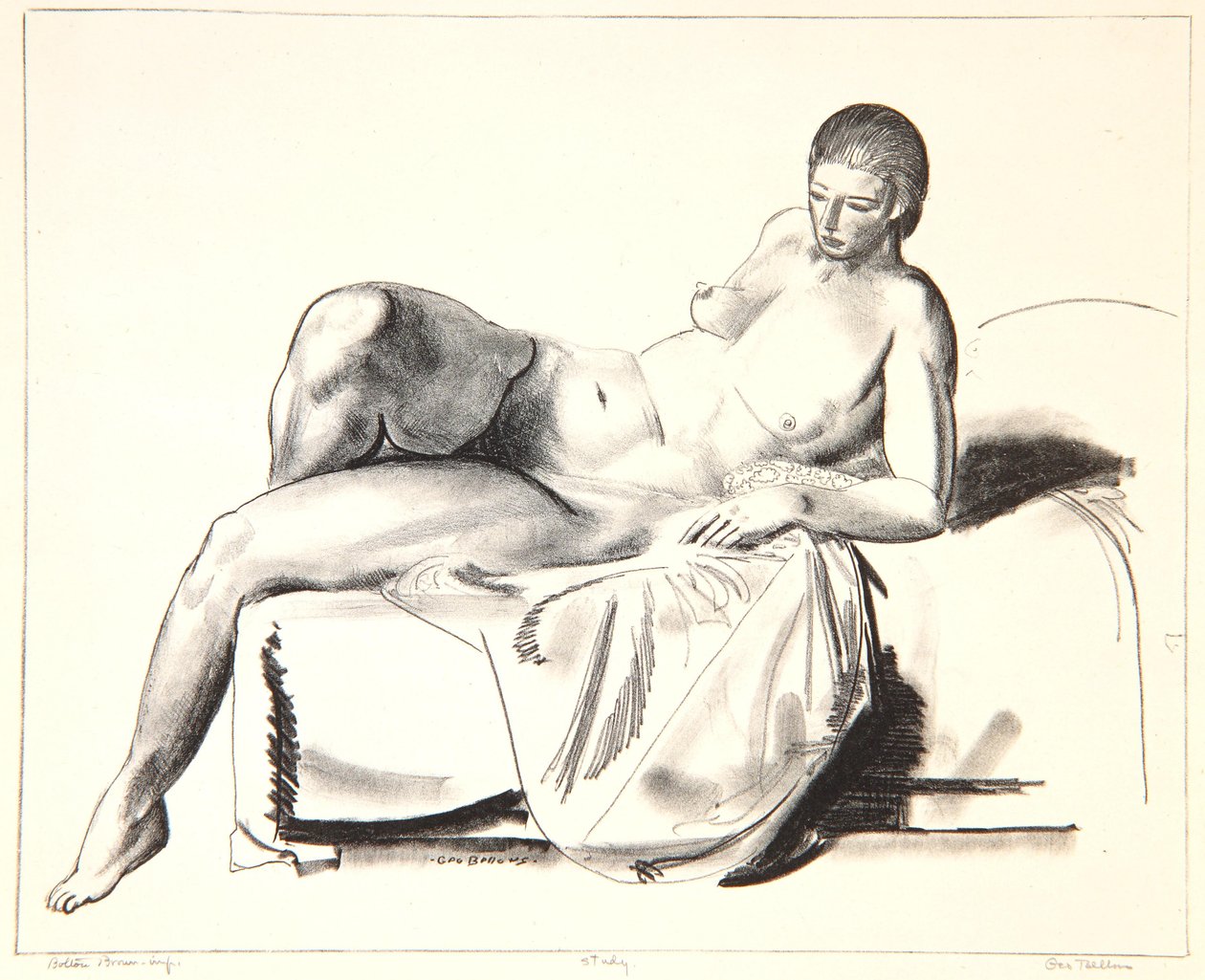 Alastontutkimus, klassikko sohvalla, 1923-24 tekijältä George Wesley Bellows