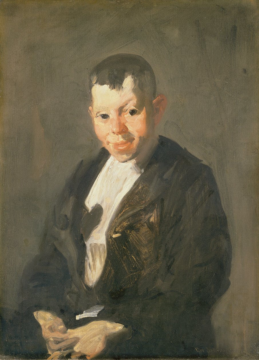 The Newsboy, 1908 öljy kankaalle tekijältä George Wesley Bellows