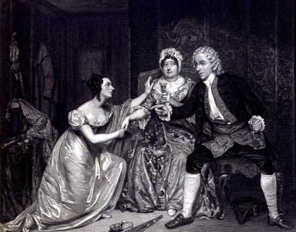 Mr Blanchard, rouva Davenport ja neiti M. Tree Peachumina, rouva Peachum ja Polly elokuvassa The Beggar