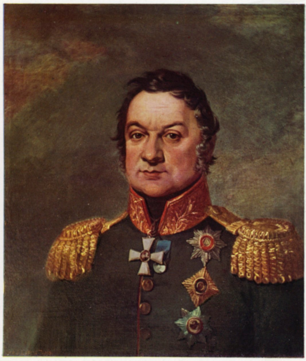 Dmitri Dokhturovin muotokuva (värilitra) tekijältä George (after) Dawe