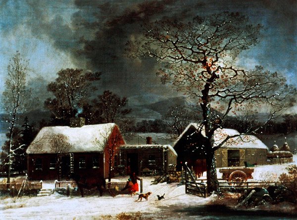 Talvikohtaus New Havenissa, n. 1858 (värilitho) tekijältä George (after) Durrie