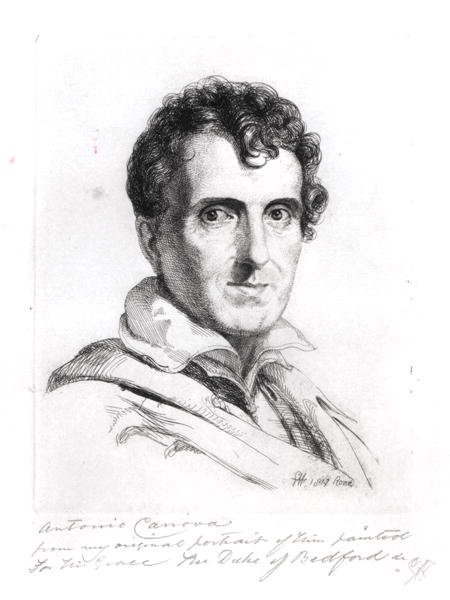 Antonio Canovan (1757-1822) muotokuva 1817 (kaiverrus) (mv-valokuva) tekijältä George (after) Hayter