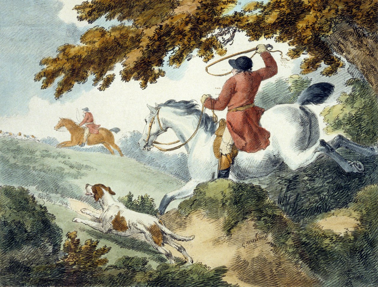 Metsästys, kaiverrus J. Wright tekijältä George (after) Morland