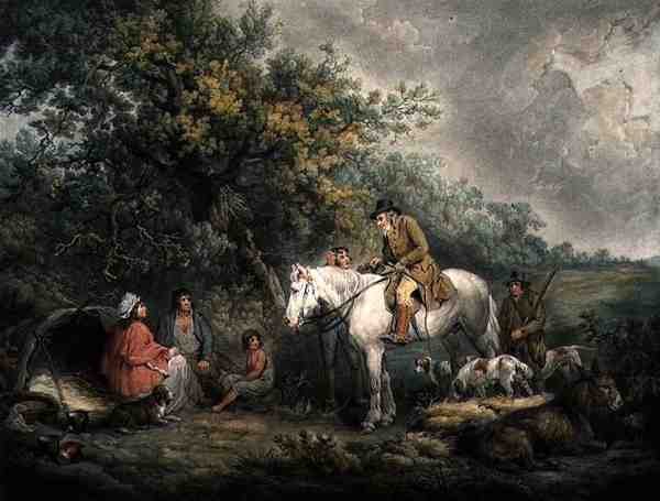 Morning, tai The Benevolent Sportsman, kaiverrettu ja pubi. kirjoittanut Joseph Grozer (n. 1755-1799) tekijältä George (after) Morland