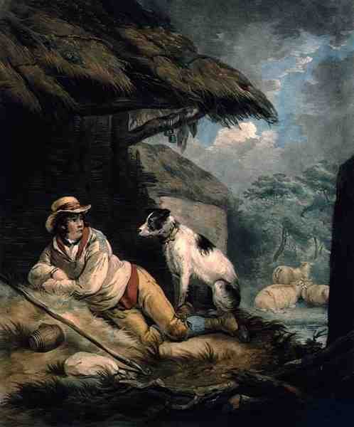 Shepherd, kaiverrettu ja pubi. Kirjailija: William Barnard (1774-1849) tekijältä George (after) Morland