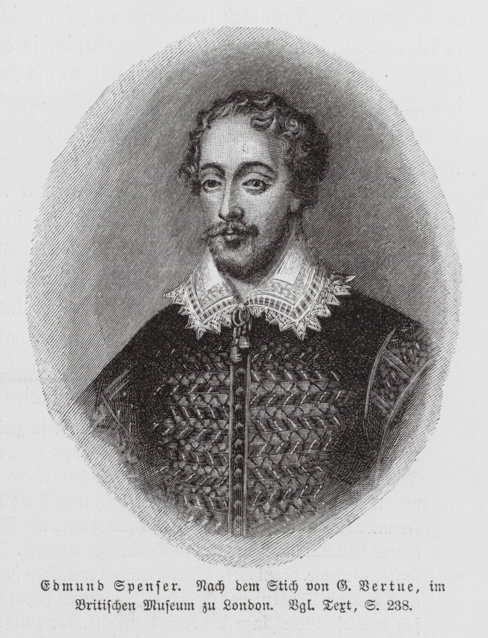 Edmund Spenser, englantilainen runoilija (kaiverrus) tekijältä George (after) Vertue