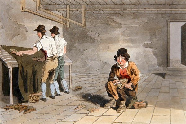 Preemer-poika, Robert Havellin (1769-1832) kaiverruksesta "Yorkshiren puku" 1814 (väri litho) tekijältä George (after) Walker