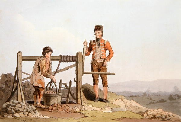 Ruddle Pit, teoksesta "Yorkshiren puku" kaiverrettu Robert Havell (1769-1832) 1814 (väri litho) tekijältä George (after) Walker