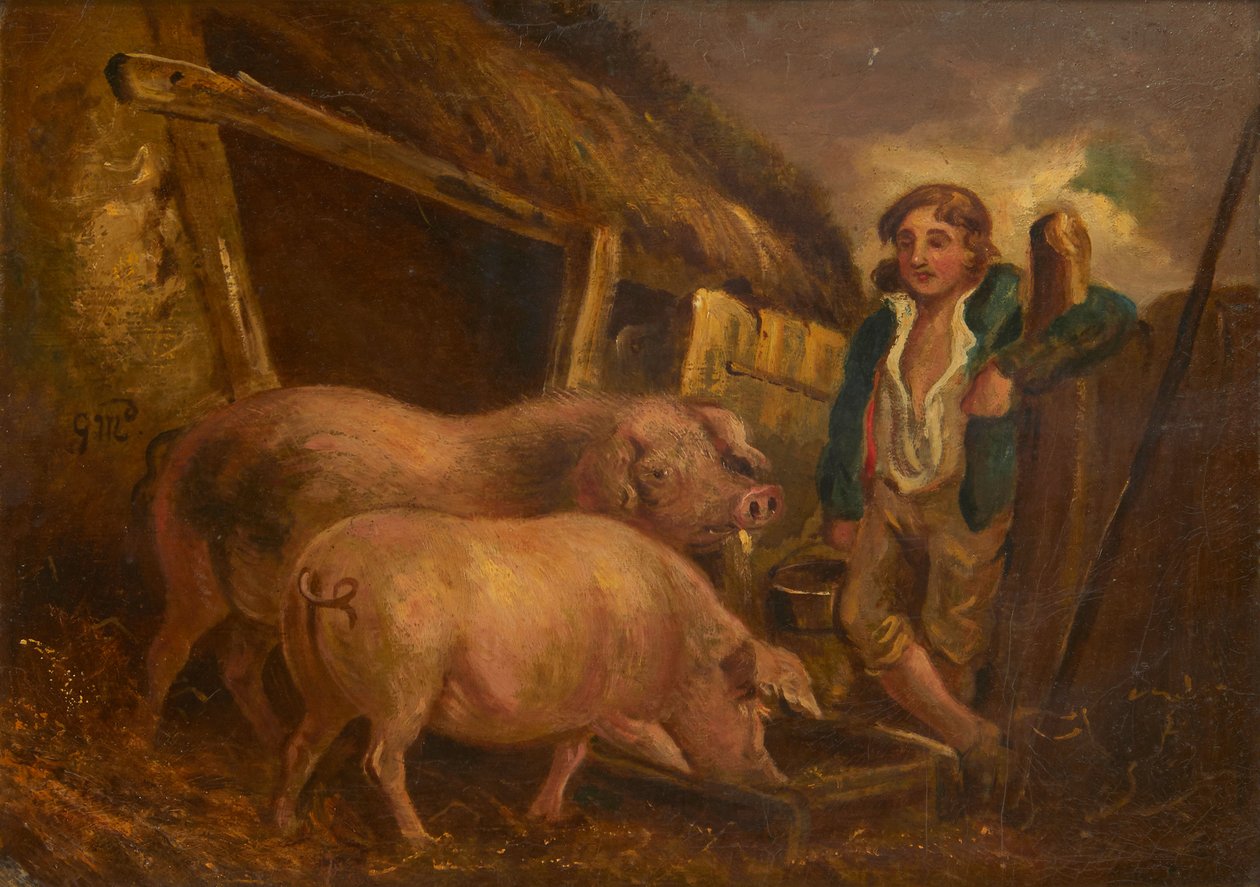Palkintosikojen hoito (öljy aluksella) tekijältä George (follower of) Morland