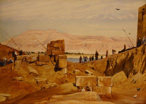 Figuurit työpaikalla, Luxor (kynä ja akvarelli paperille) tekijältä George 9th Earl of Carlisle Howard
