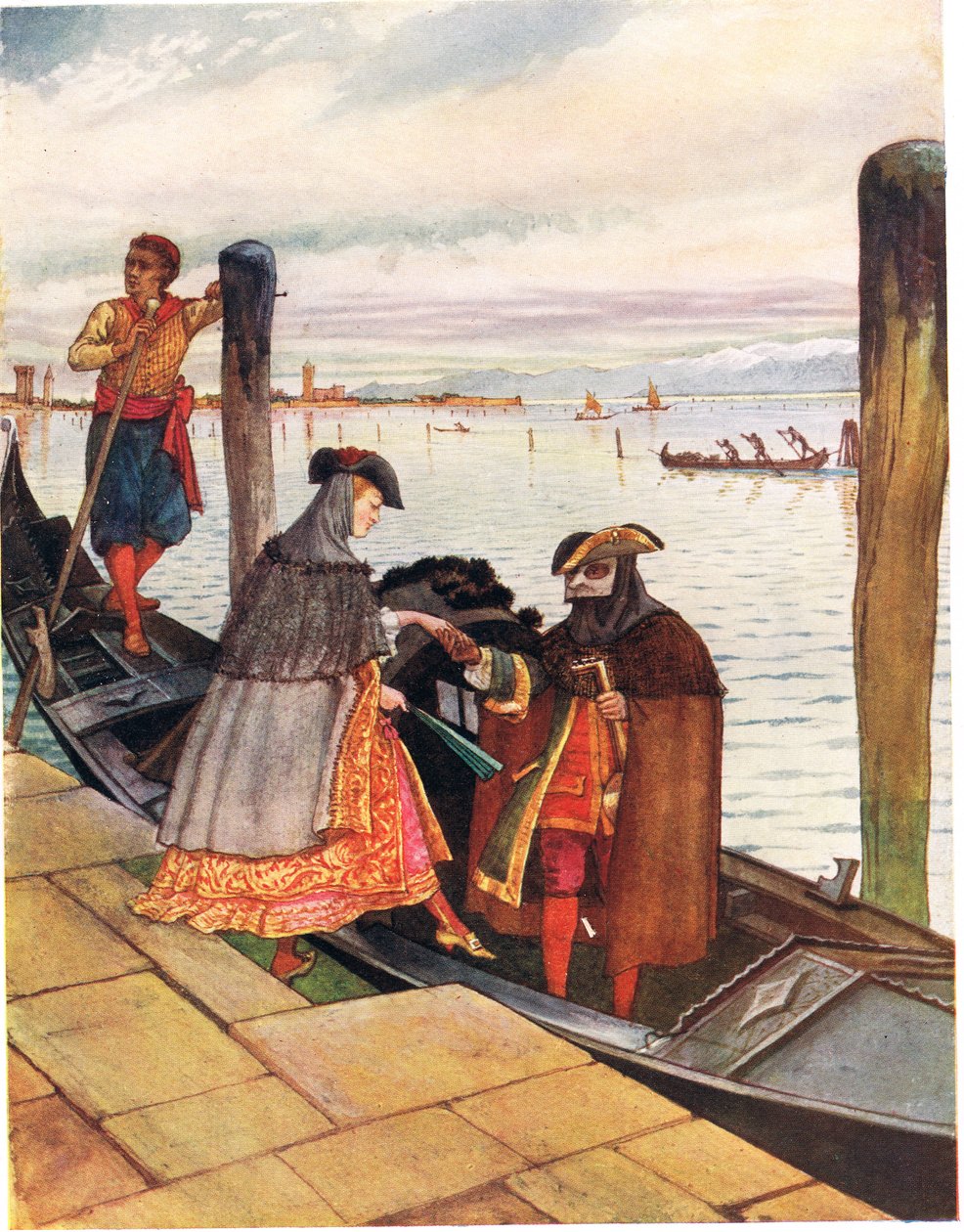 La Biondina in Gondoletta, kuvitus "Kuvalaulukirjasta", 1910 tekijältä George, 9th Earl of Carlisle Howard