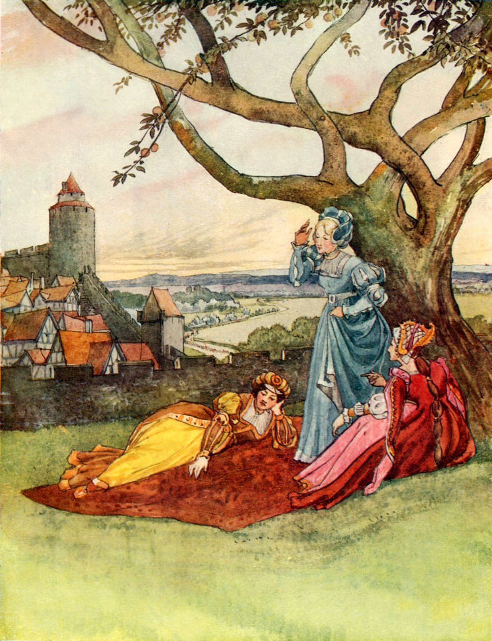 Kolme prinsessaa (värilitografia) tekijältä George 9th Earl of Carlisle Howard