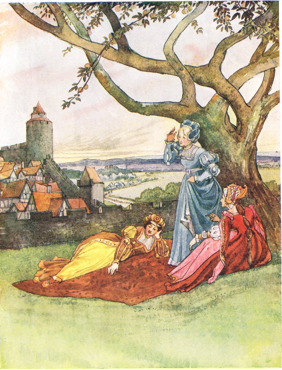 Les Trois Princesses, kuvitus "Kuvalaulukirjasta", 1910 tekijältä George, 9th Earl of Carlisle Howard