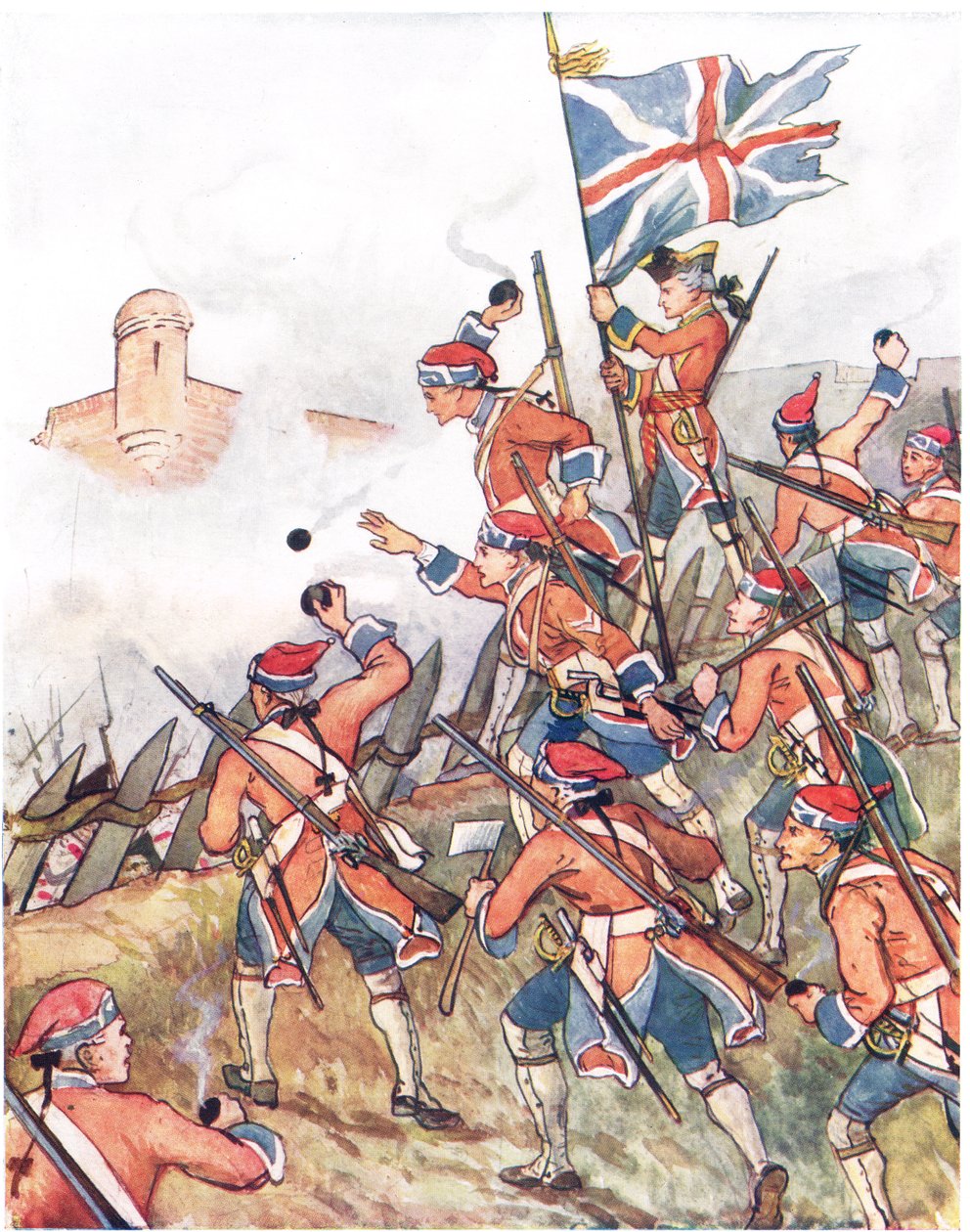 British Grenadiers, kuvitus "A Picture Song Book" -kirjasta, 1910 tekijältä George, 9th Earl of Carlisle Howard