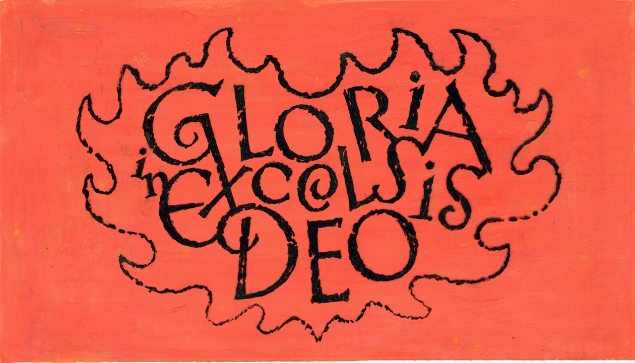 Gloria in Excelsis Deo, 1970 (intialainen muste läpinäkyvyydellä guassin päällä paperilla) tekijältä George Adamson