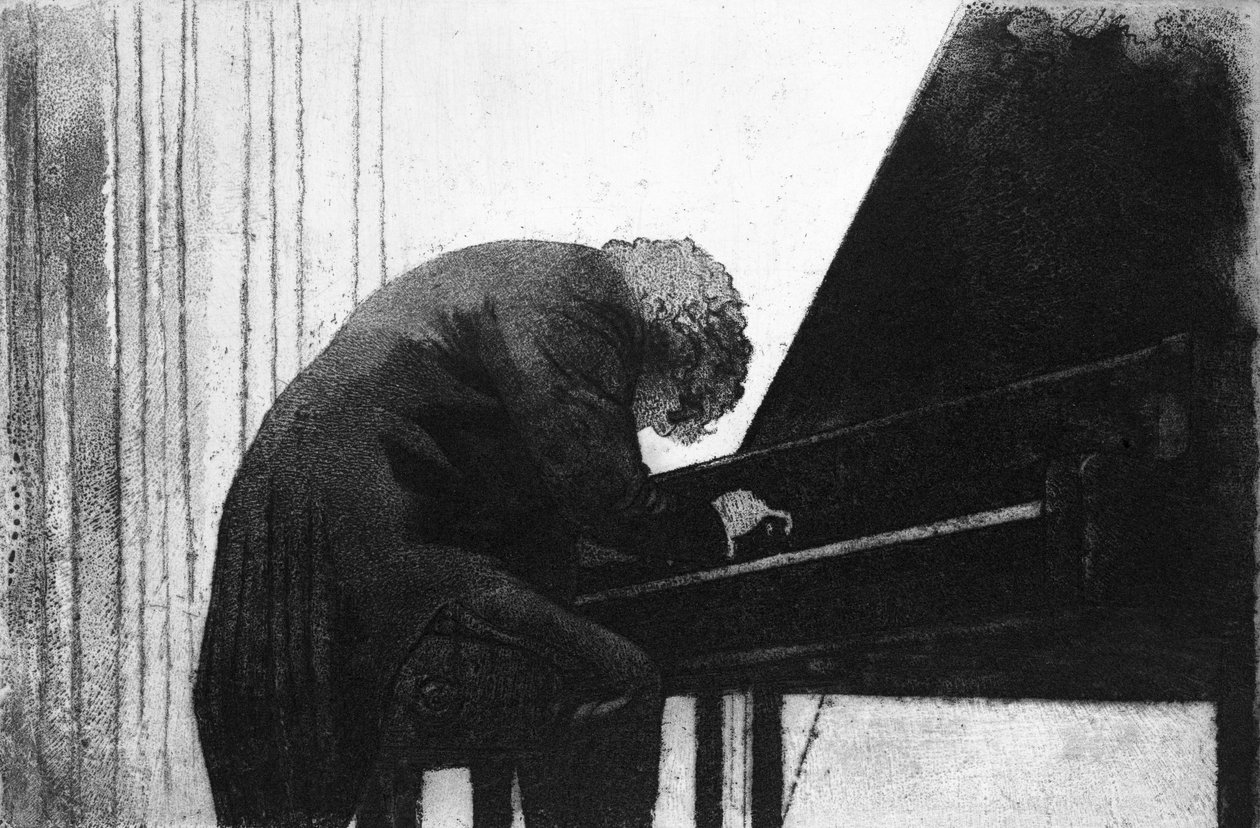 John Ogdon (1937-89) Exeterin yliopiston suuressa salissa pianolla, 1979 tekijältä George Adamson