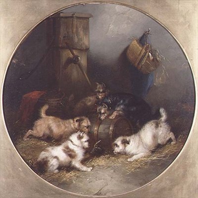 Terrierit räksyttävät ladossa tekijältä George Armfield