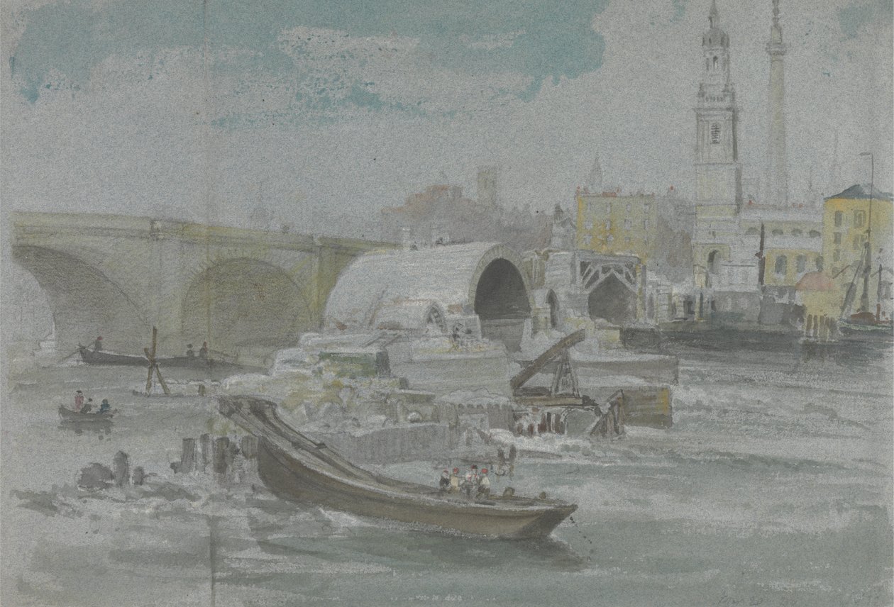 Old London Bridgen purkaminen tekijältä George Arnald