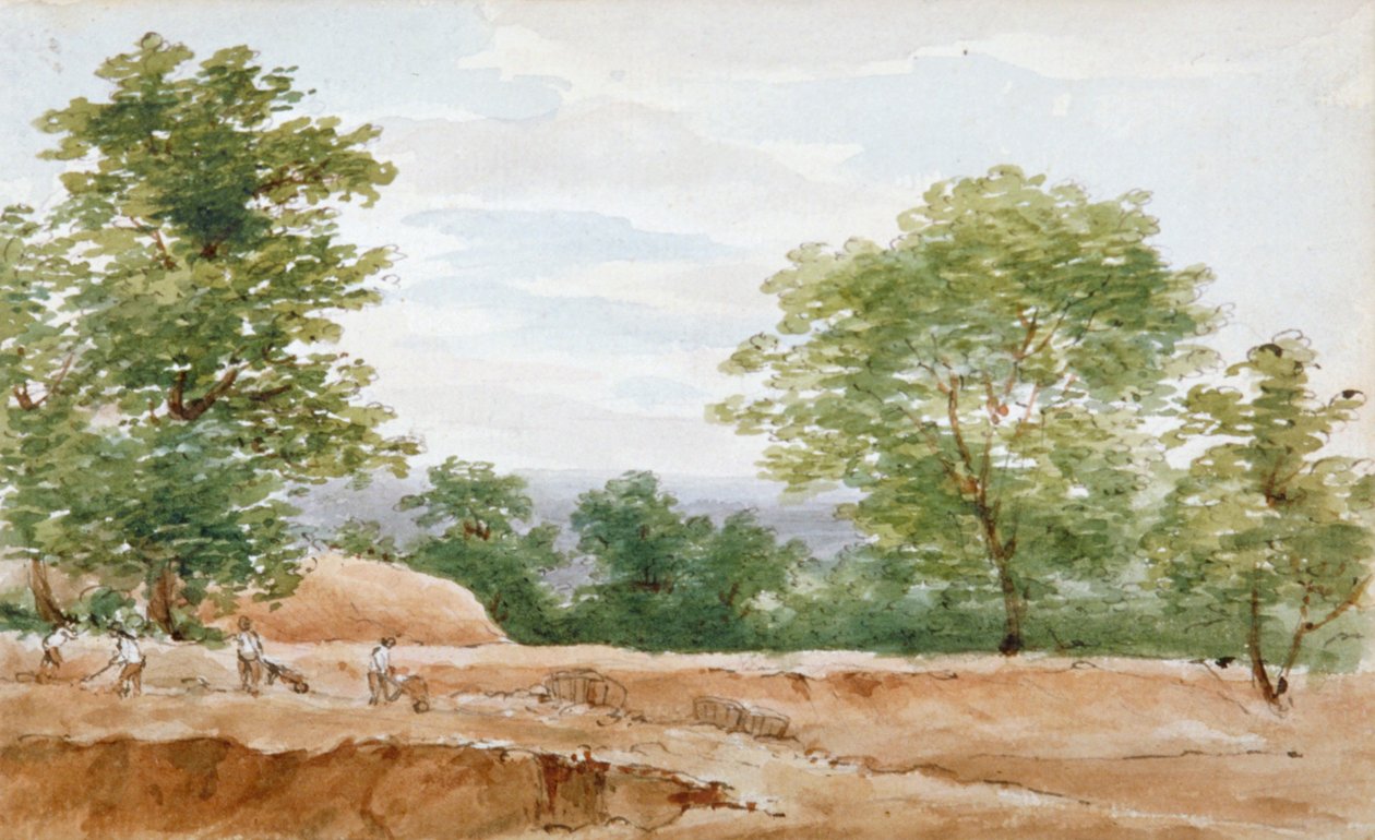 Näkymä Highgate-tunnelin kaivauksista Lontoossa, 1812 tekijältä George Arnald