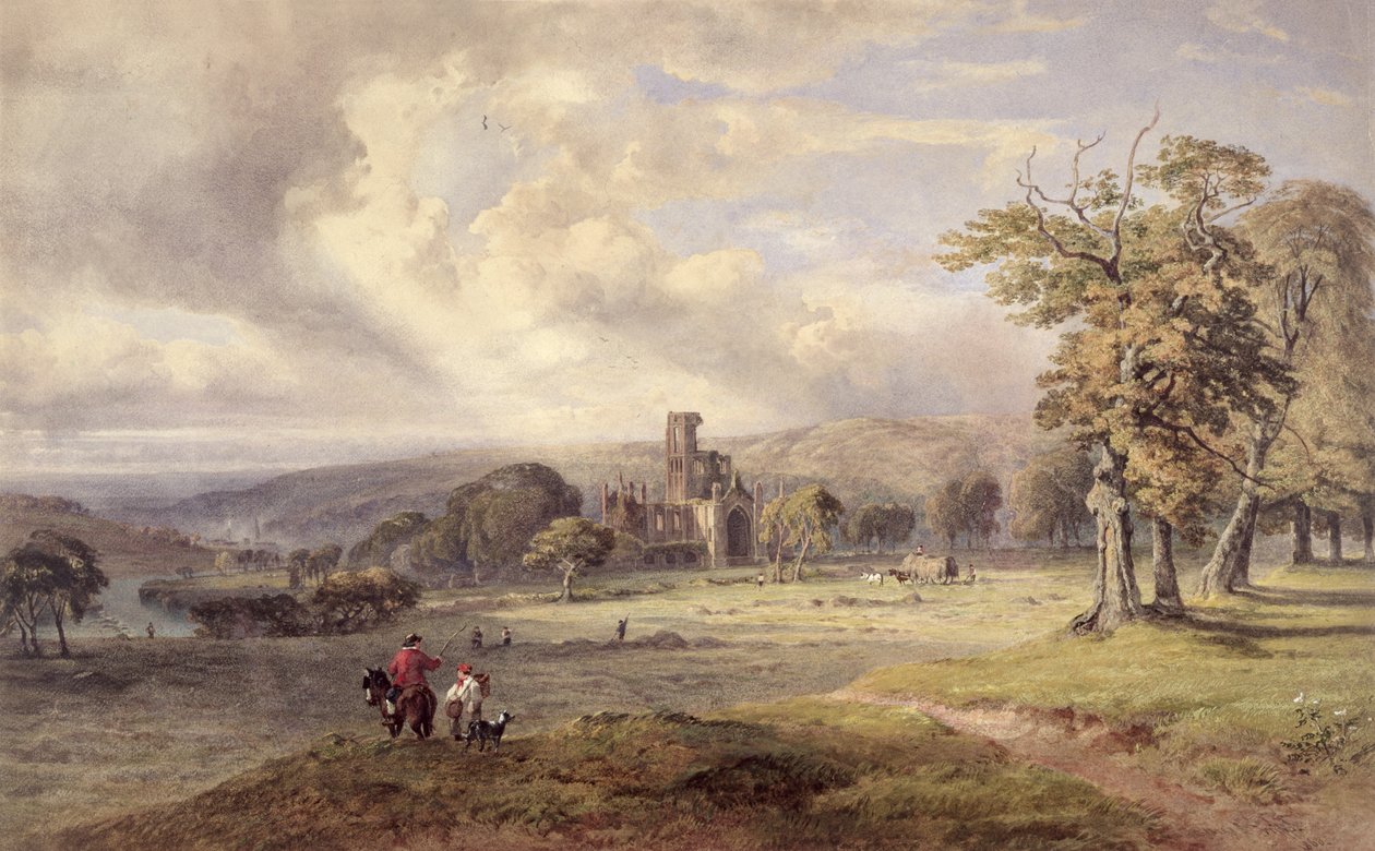 Näkymä Kirkstall Abbeysta, Leedsistä tekijältä George Arthur Fripp