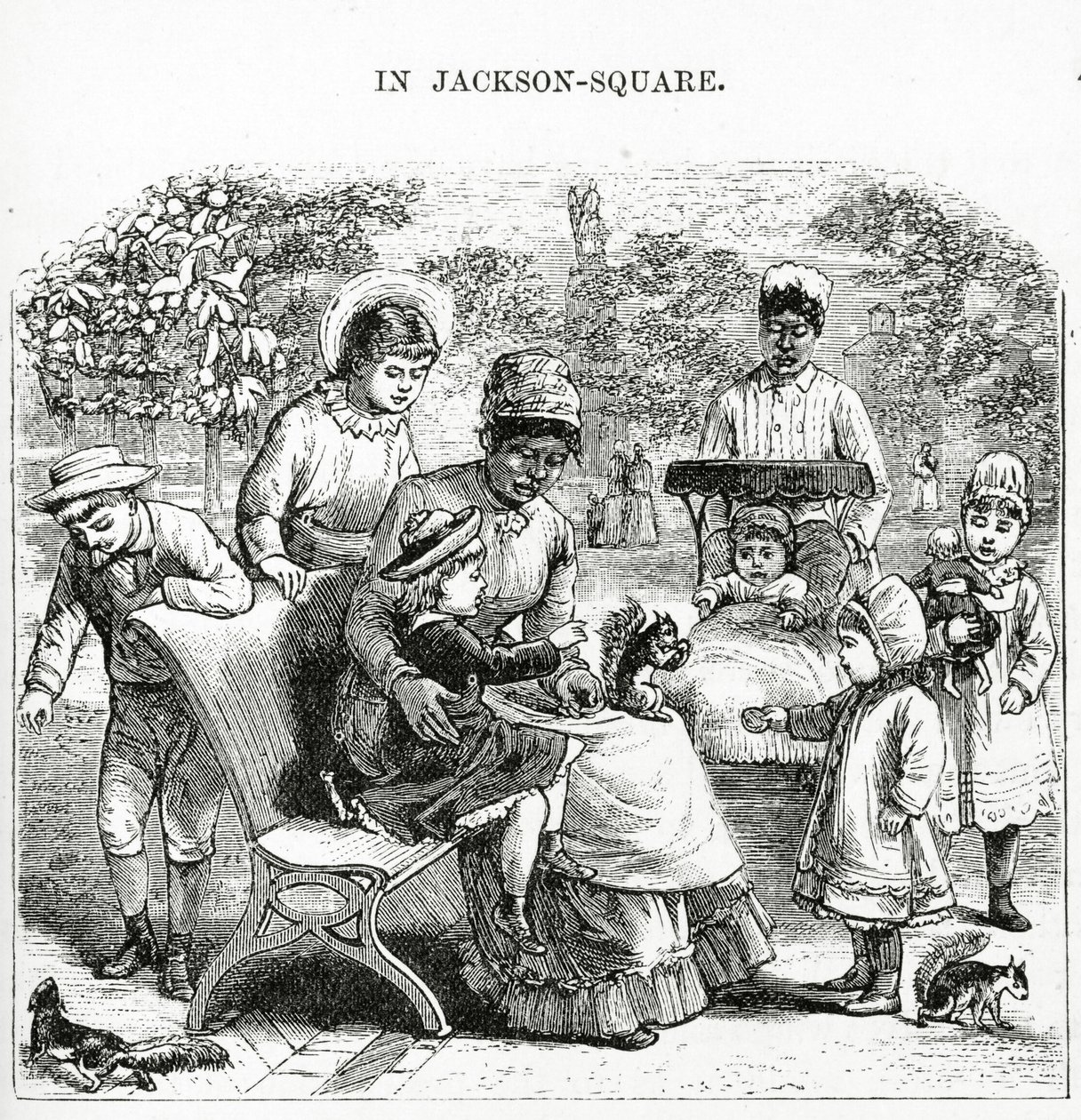 Jackson Squarella, New Orleansissa, kuvitus julkaisusta "America Revisited..." (kaiverrus) tekijältä George Augustus Sala