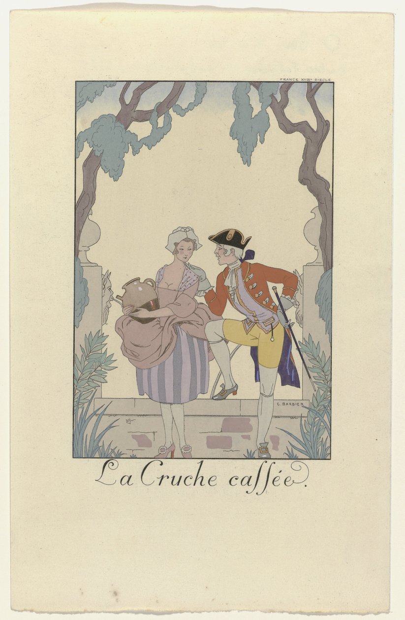 Falbalas ja Fanfreluches vuodelle 1925: La Cruche -kahvila tekijältä George Barbier
