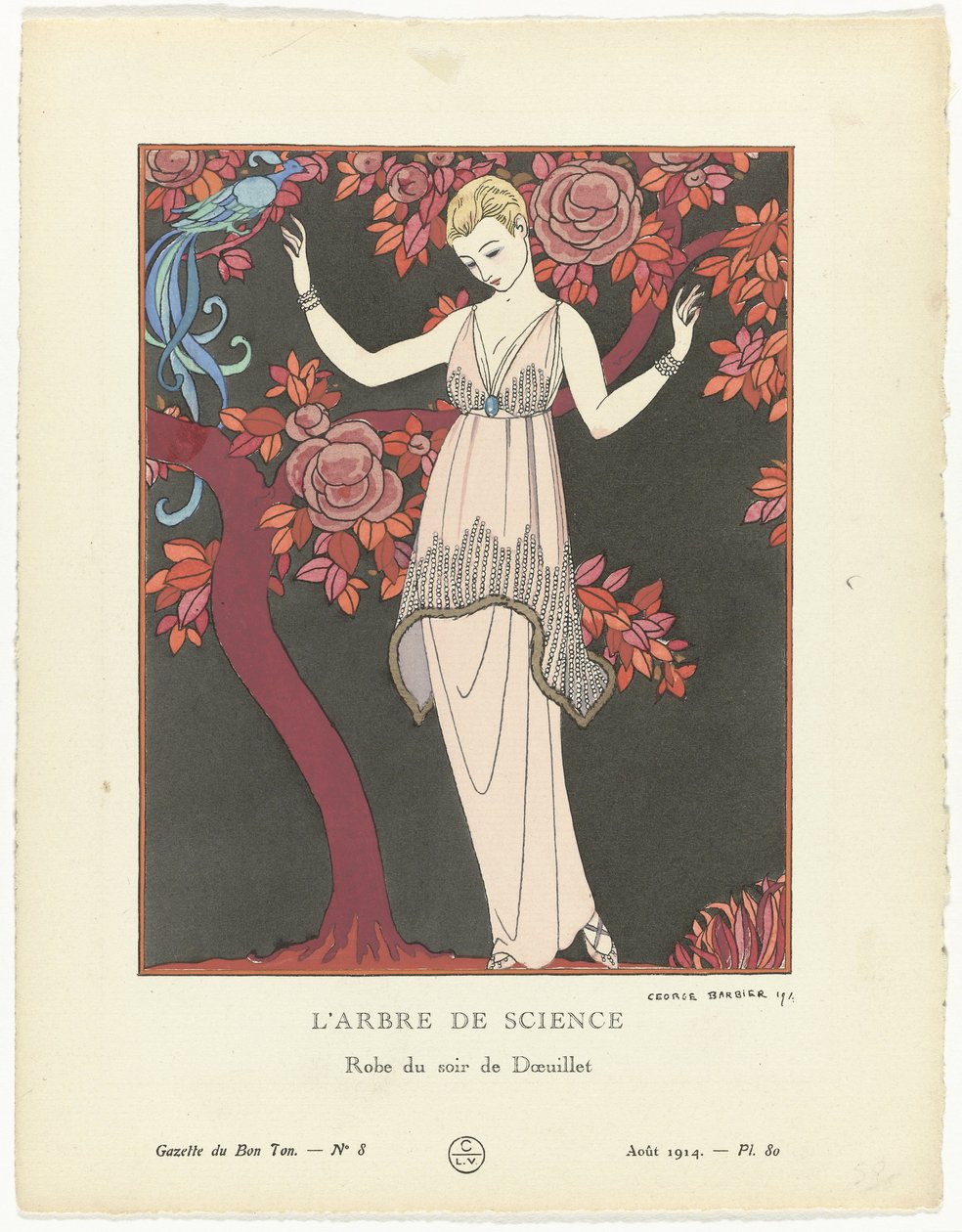 Gazette du Bon Ton 1914, nro 8, pl. 80: Tieteen puu / Doeuillet